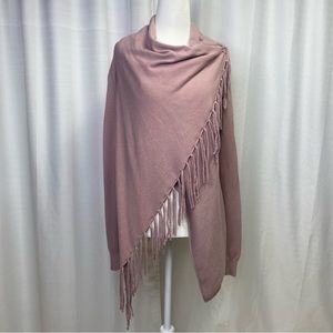 Tea n Rose fringe long sleeve cardigan size small/medium dusty rose/mauve color
